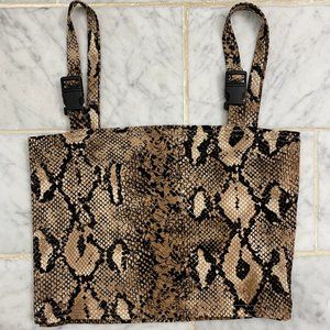 snakeskin buckle strap crop top